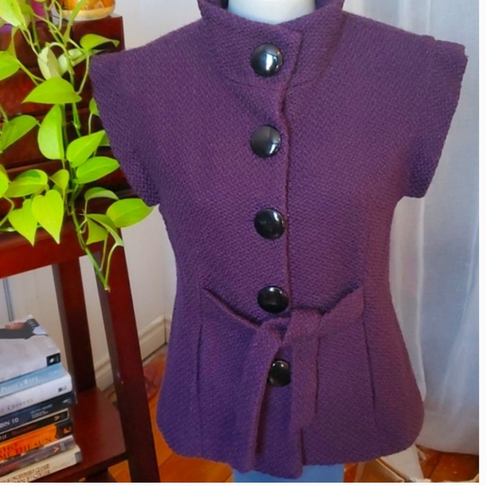 Talie Purple Button-Up Wool Vest, M